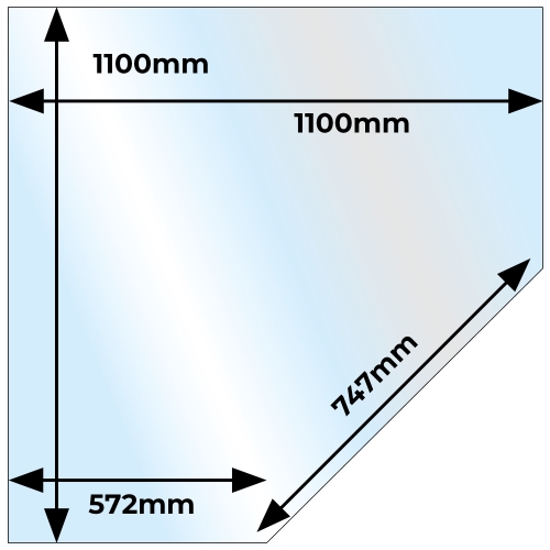 Corner Angle Glass Hearth - 12mm x 1100mm x 1100mm 
