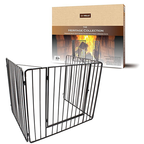 DV Heritage Heavy Duty Stove Guard with Front Opening Gate Black